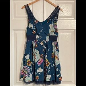 FREE PEOPLE Blue Floral Lace Tulle Dress